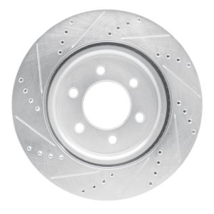 Ford F-150 Brake Rotor (1) - Front Right - R1 Concepts - Drilled & Slotted - Silver - `21-`25